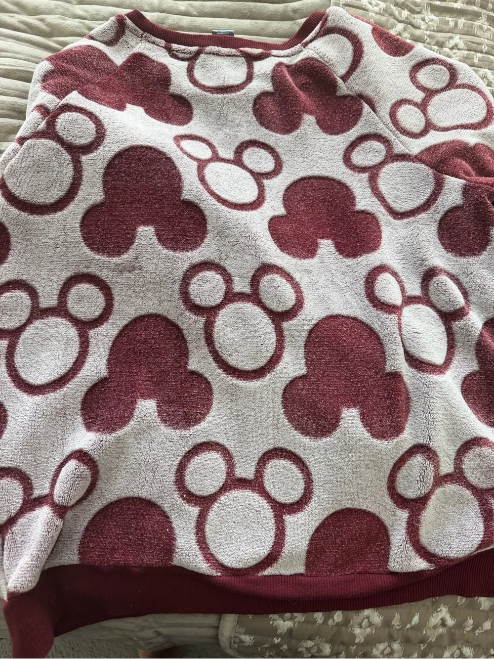 Disney Burgundy and Cream Mickey Circle Fleece Sweatshirt - Picture 4 of 4